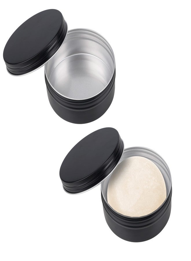 Linkidea Aluminum Shaving Soap Screw Top Tin with Cover, Shaving Soap Storage Replacement Case, Shaving Soap Box for Travel (Black) - Image 1